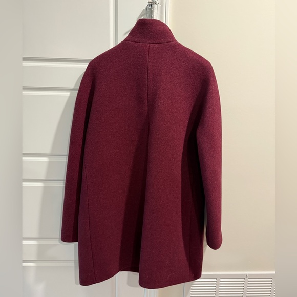 Made in Italy Wool Burgundy J.Crew Stadium Cloth Cocoon Coat NWT Size 14 - Picture 3 of 8